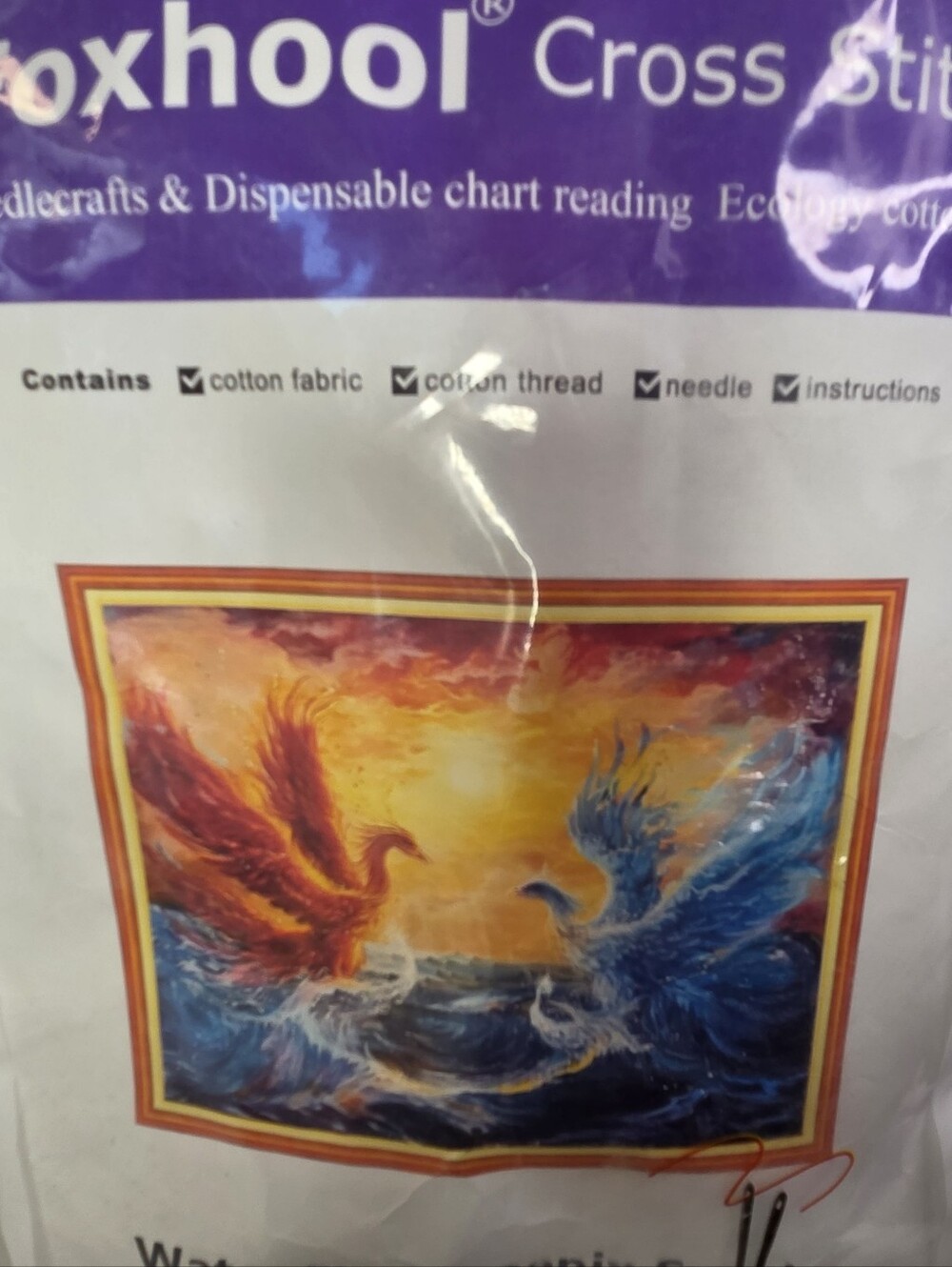 Foxhool Water Fire Pheonix Sunrise Kit 11CT Stamped Cross Stitch 40x50cm